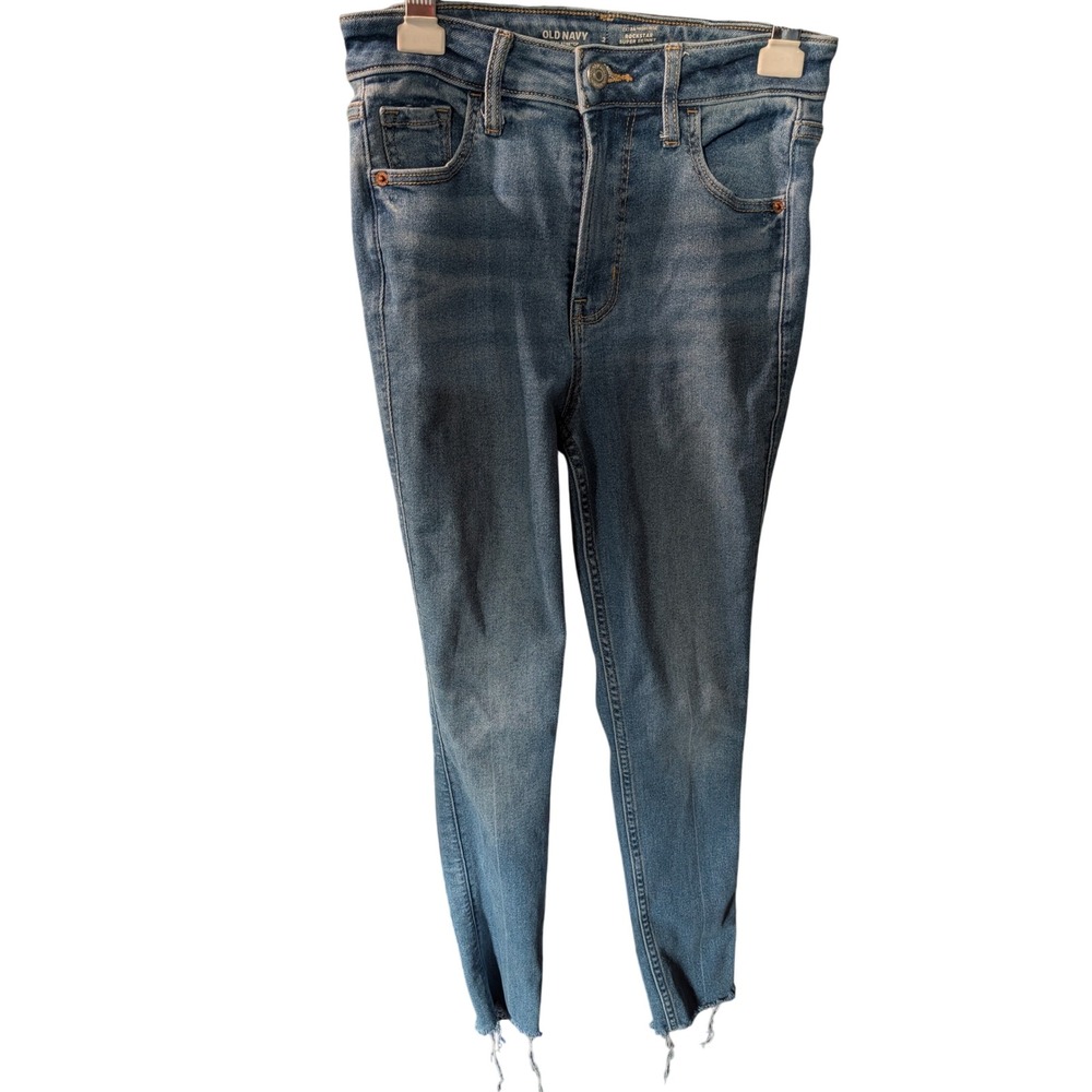 Old Navy Rockstar Super Skinny Jeans Extra High Rise Medium Wash Blue Size 2